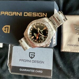 EUC Pagani Design Automatic Orange Hand PD 1693 GMT w Box/Manual Extra Links